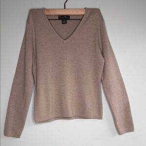 Madison Beige Merino Wool Sweater Size M